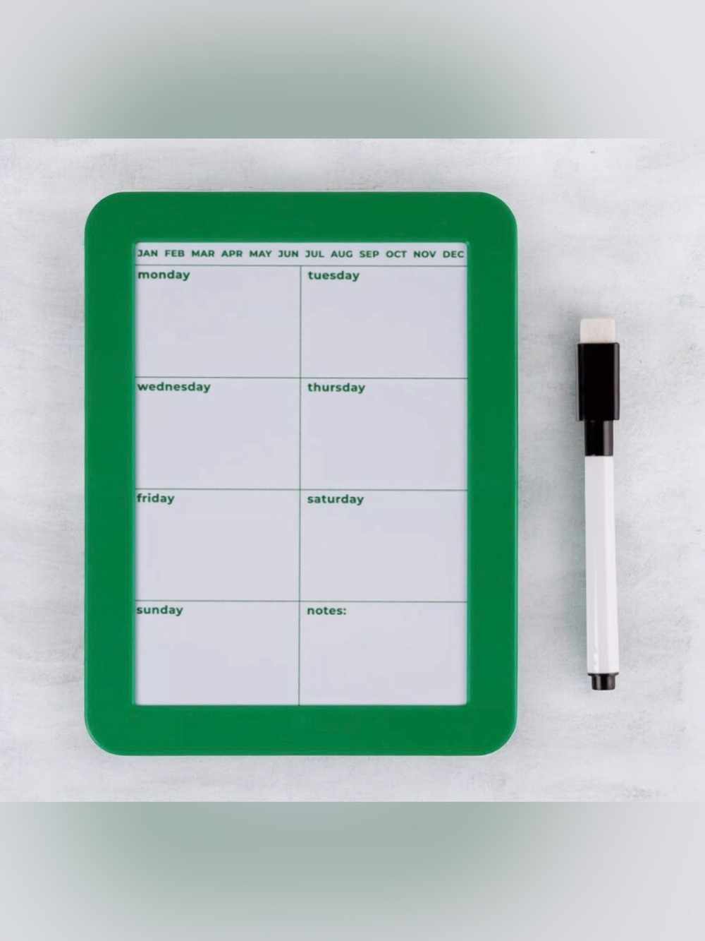 Green Magnetic Weekly Dry-Erase Planner Board